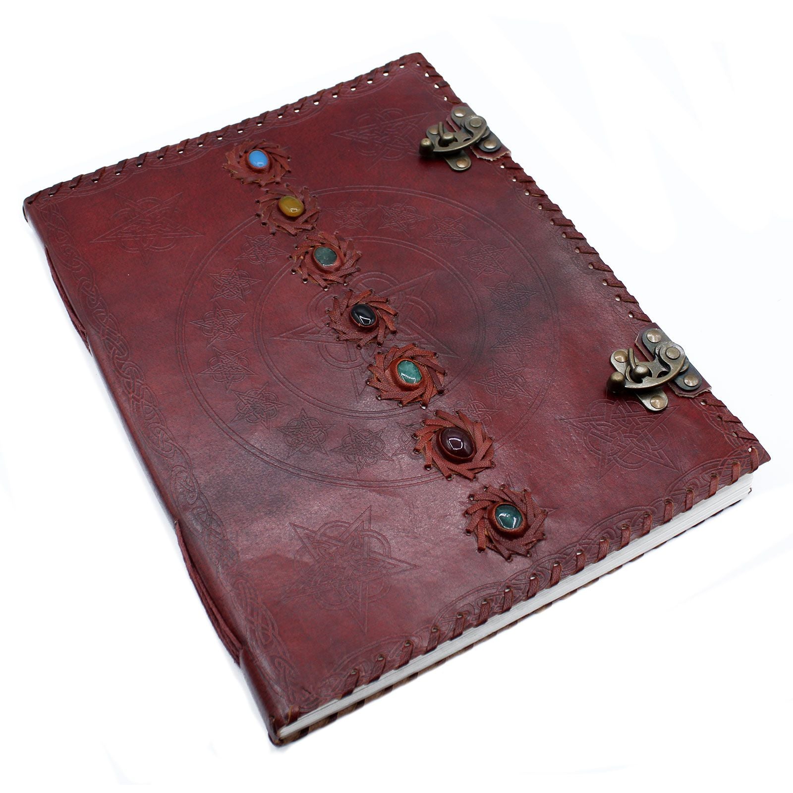 Libro Grande de Cuero de los 7 Chakras - 10x13"