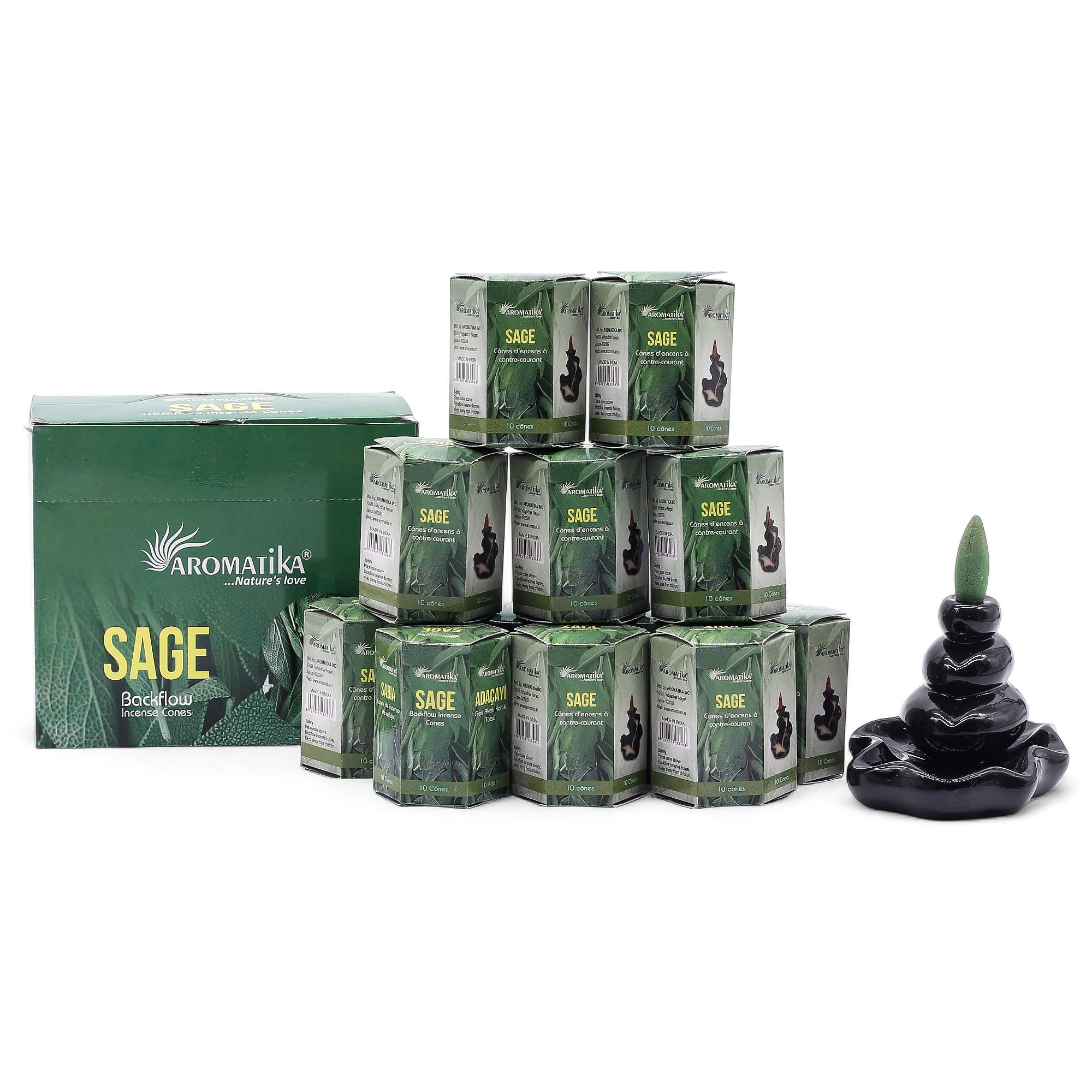 Paquete de 10 Inciensos Masala Backflow - Salvia