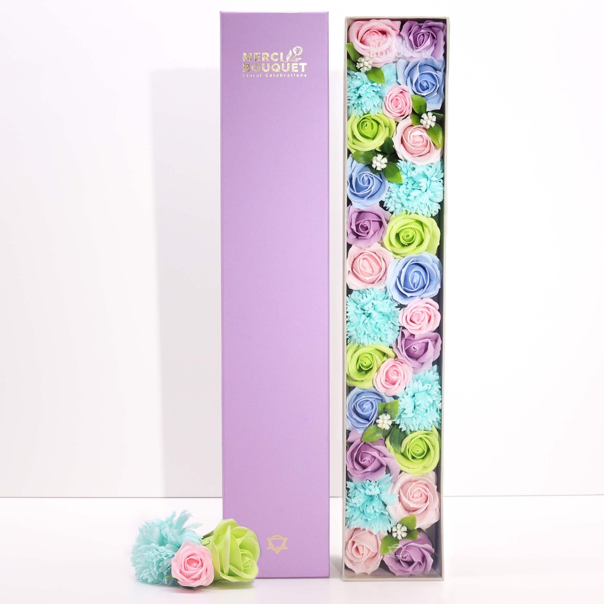 Flores de Jabón Celebraciones y Festejos -  Caja Extra Larga ( 7 modelos diferentes )