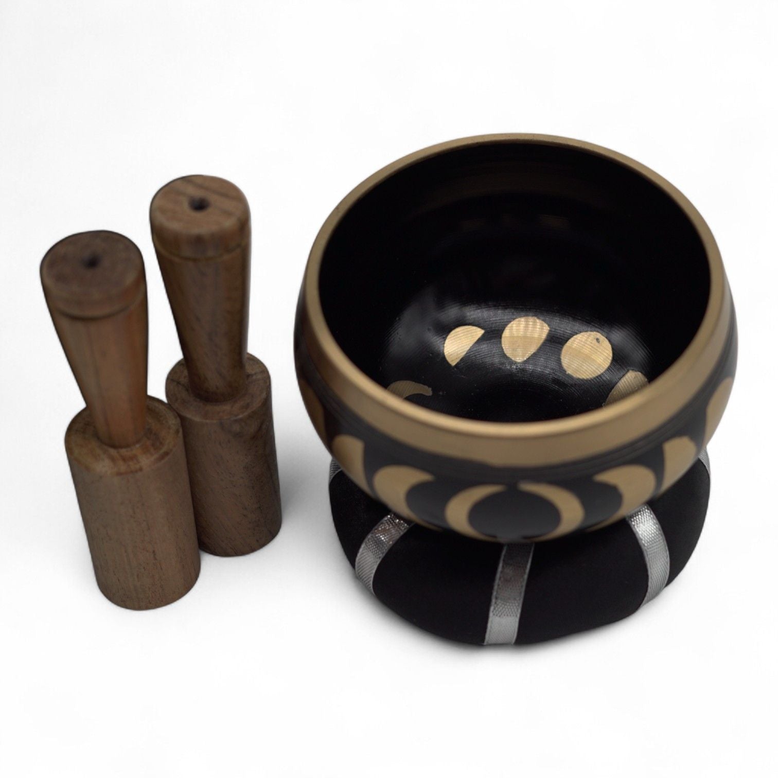 Juego de Cuenco Tibetano - Fase Lunar - Negro 10,7 cm