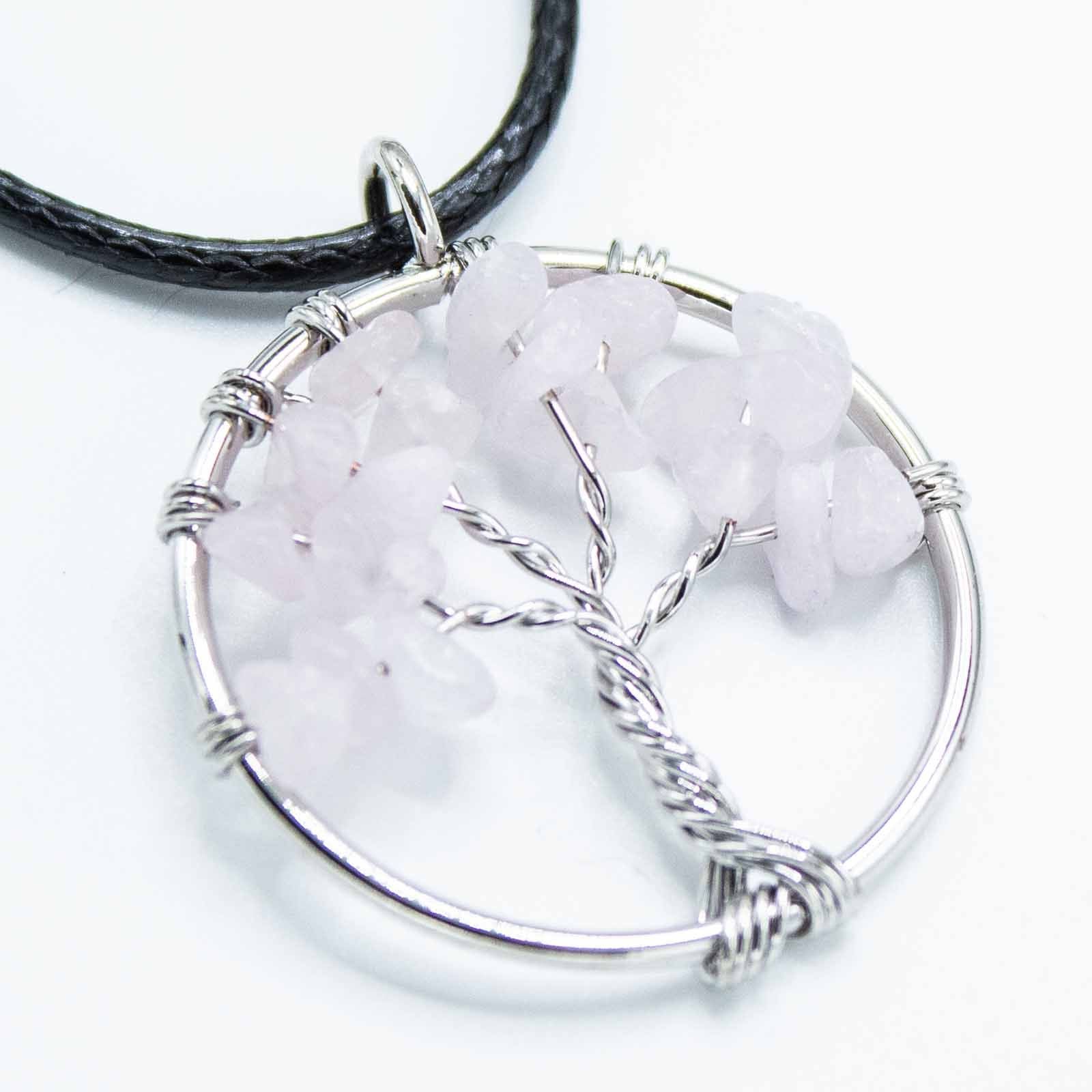 Colgante Árbol de la Vida - Cuarzo Rosa
