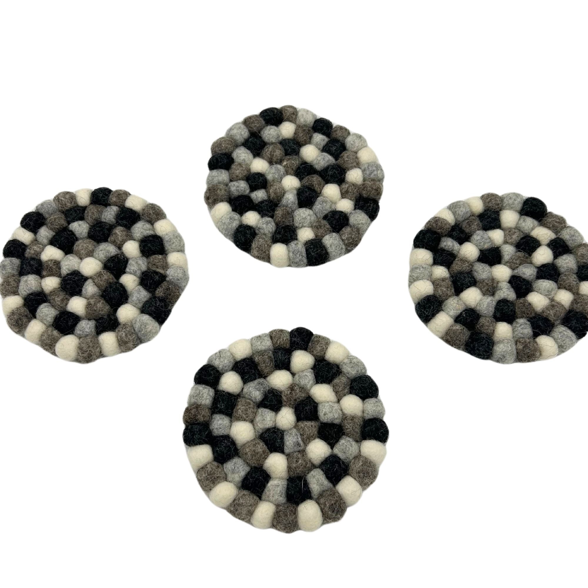 Posavasos redondos de fieltro de 10 cm, color gris multicolor (juego de 4)