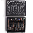 Set de 7 Cucharas de Bruja de Cristal con Piedra Preciosa de Bronce