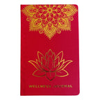 Diario de Bienestar Rojo - 120 páginas - Mandala dorado y loto