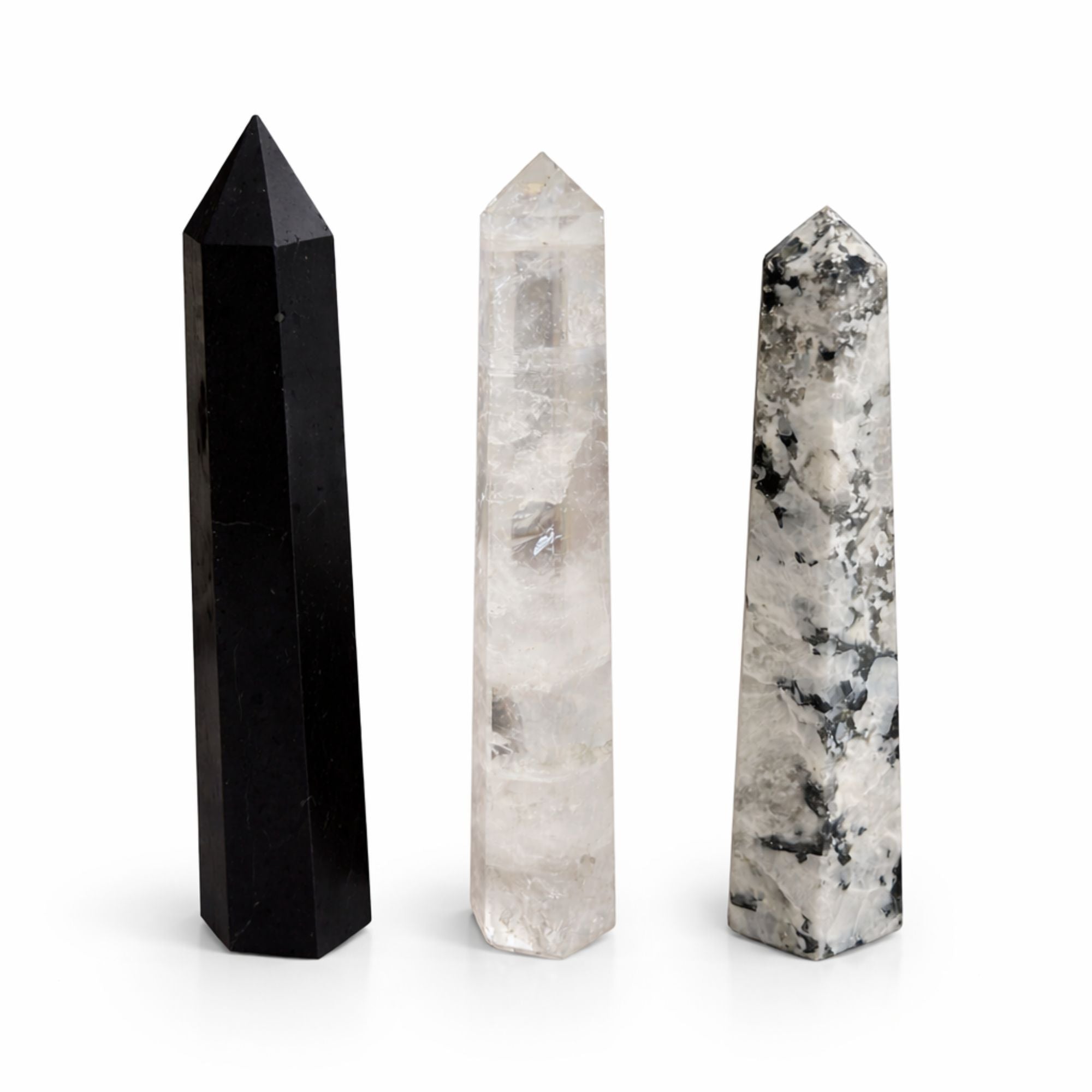 Punta Obelisco de Seis Caras de Piedra Preciosa ( 8 piedras diferentes )
