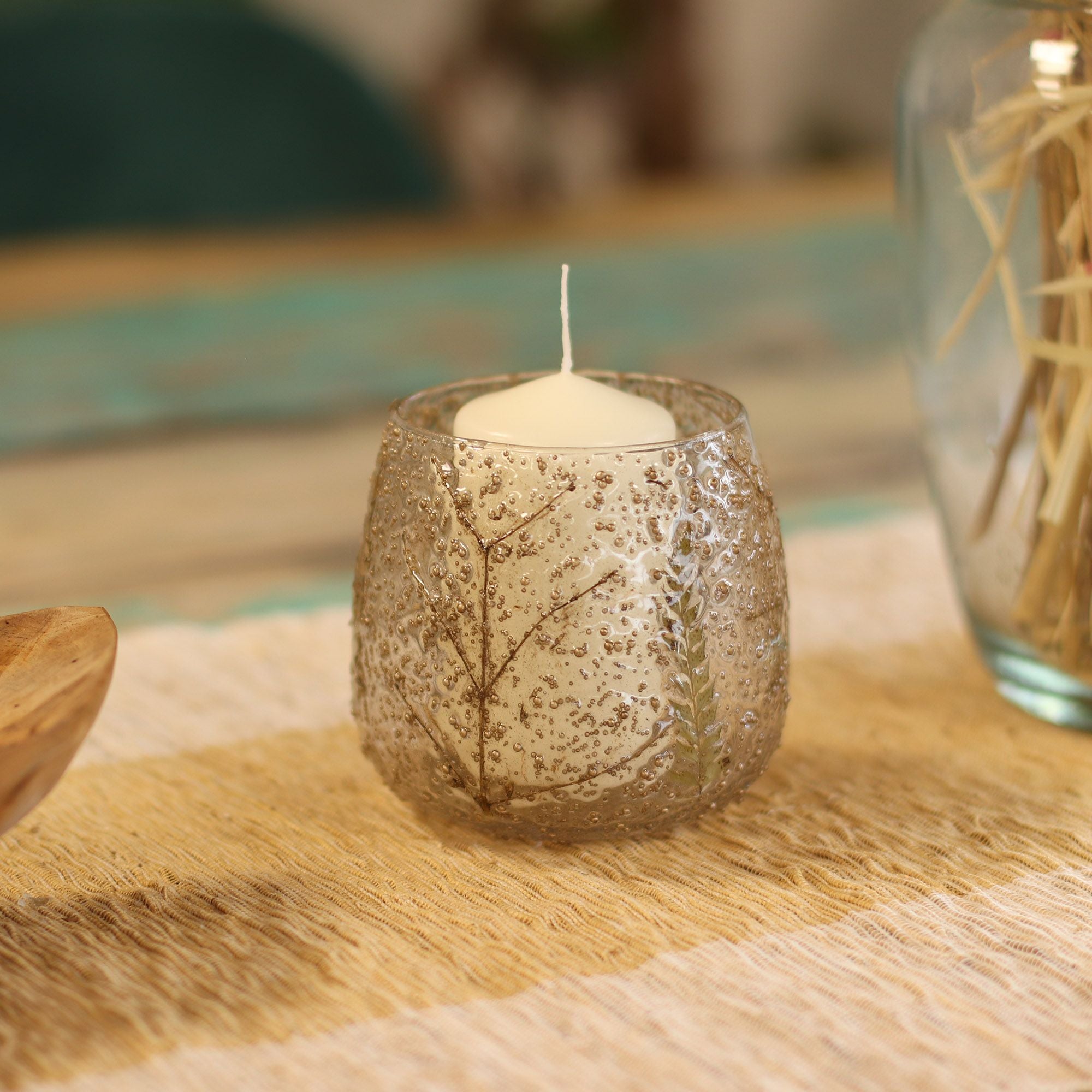 Portavelas de Cristal con Flores Prensadas – Decoración Natural ( 12 modelos diferentes )