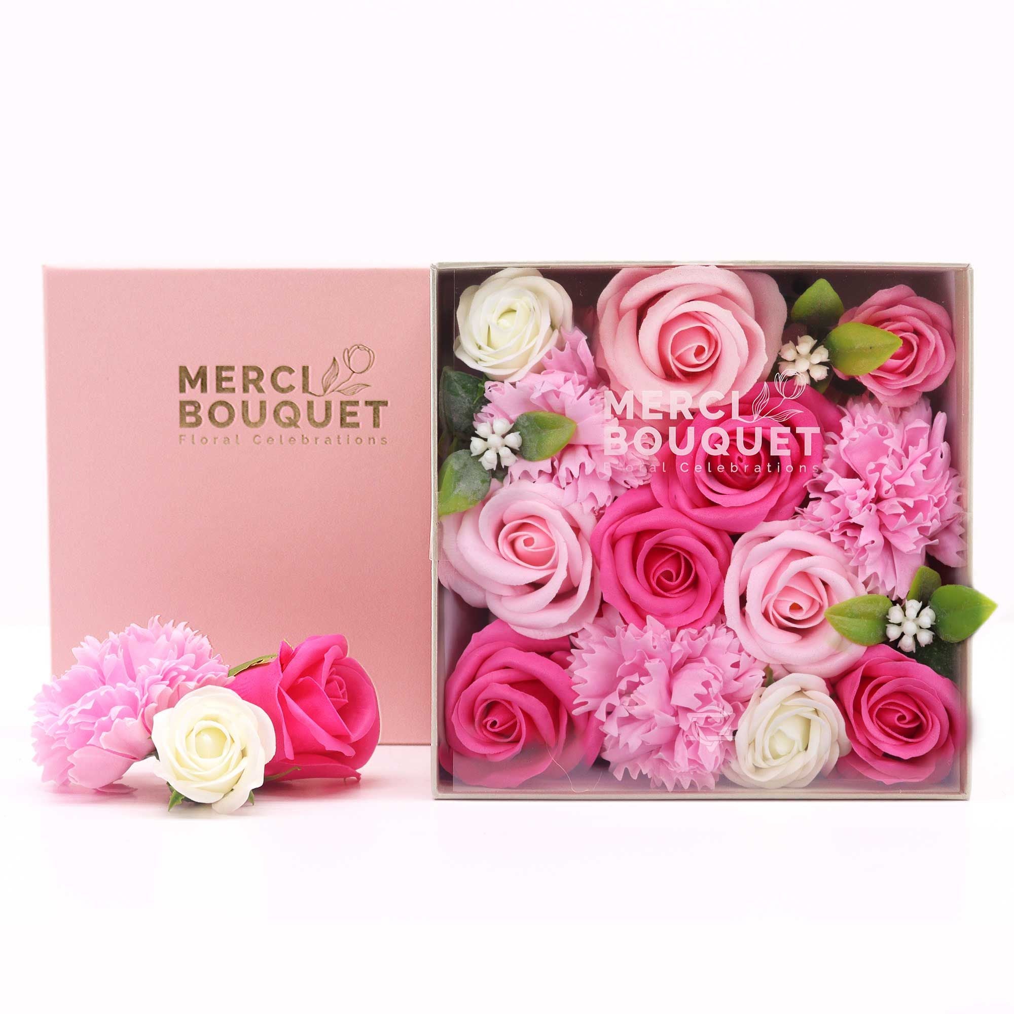 Flores de Jabón Celebraciones y Festejos - Caja Cuadrada ( 5 modelos )