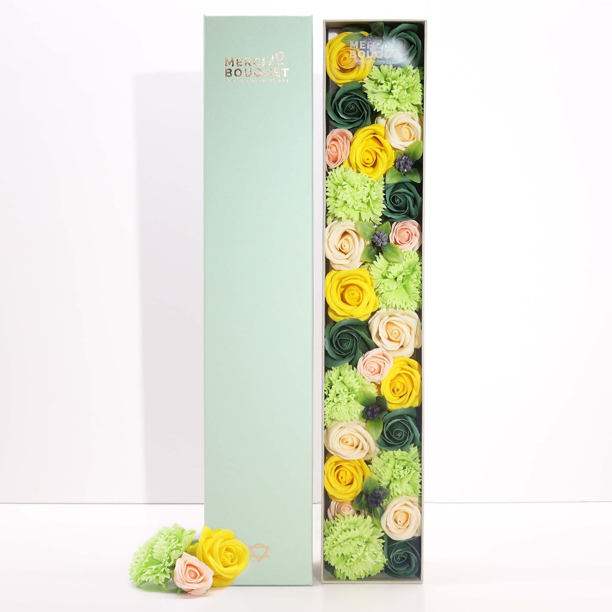 Flores de Jabón Celebraciones y Festejos -  Caja Extra Larga ( 7 modelos diferentes )