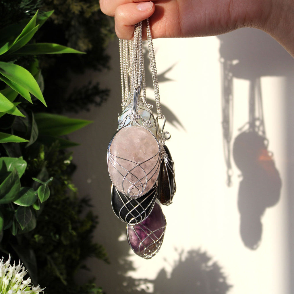 Collar de Piedras Preciosas Envueltas en Cascada - Ónix Negro en bruto 4