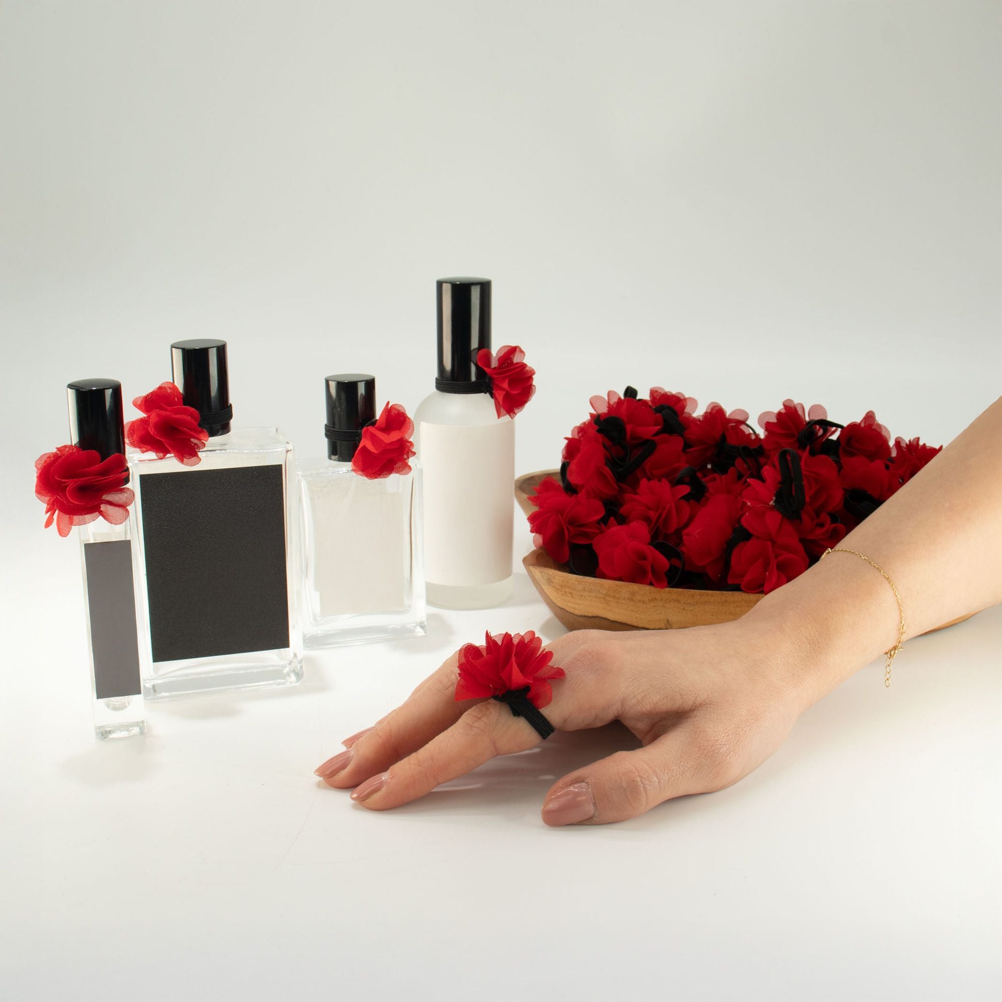 Anillos difusores de chiffón con fragancia – Rojo rosa