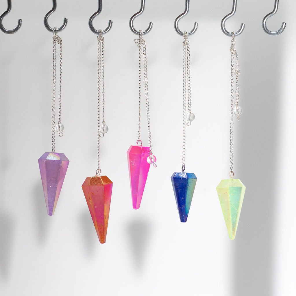 Péndulo de seis caras - Cristal Aurora ( 6 modelos de colores diferentes )
