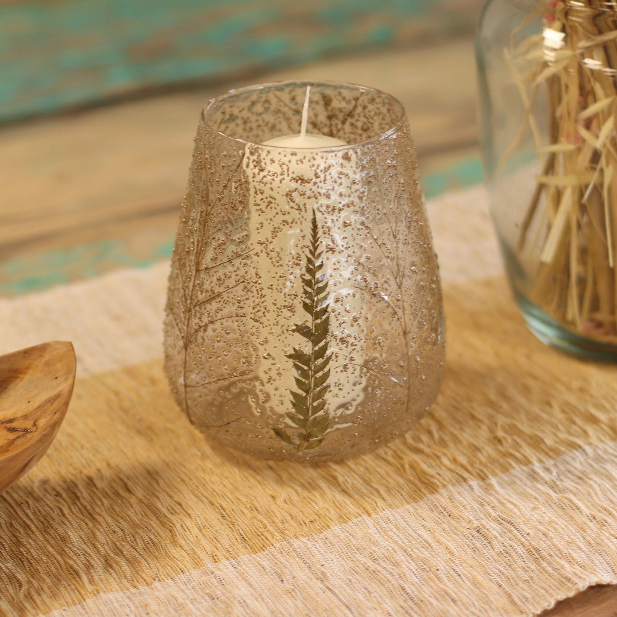 Portavelas de Cristal con Flores Prensadas – Decoración Natural ( 12 modelos diferentes )