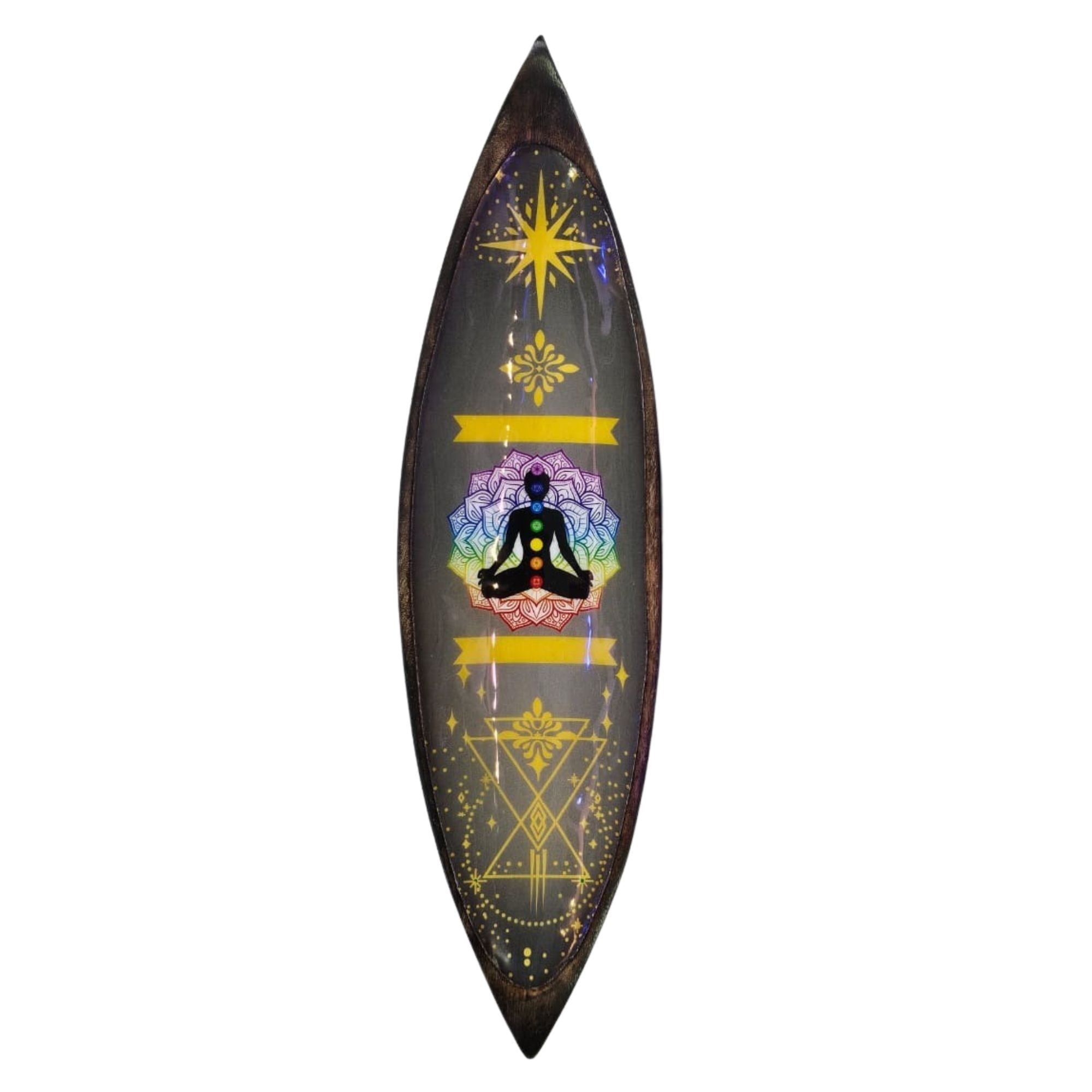 Porta Inciensos Esmaltado - Madera de Mango - Chakra