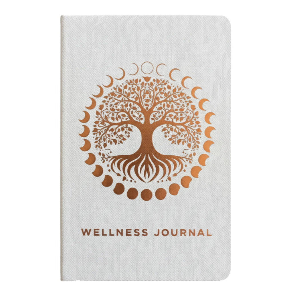 Cuaderno de Bienestar Blanco - 120 páginas - Árbol de la Vida en oro rosado