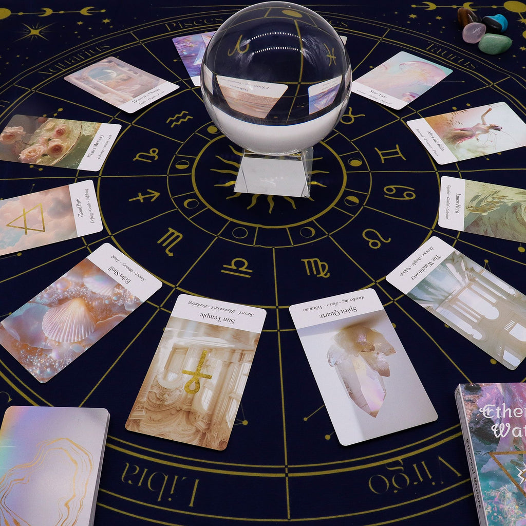 Paño para lectura de Tarot - Zodiaco ( 75x75 cm )