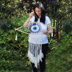 Atrapasueños - Lrg Macramé Ojo Azul / Blanco / Rosa