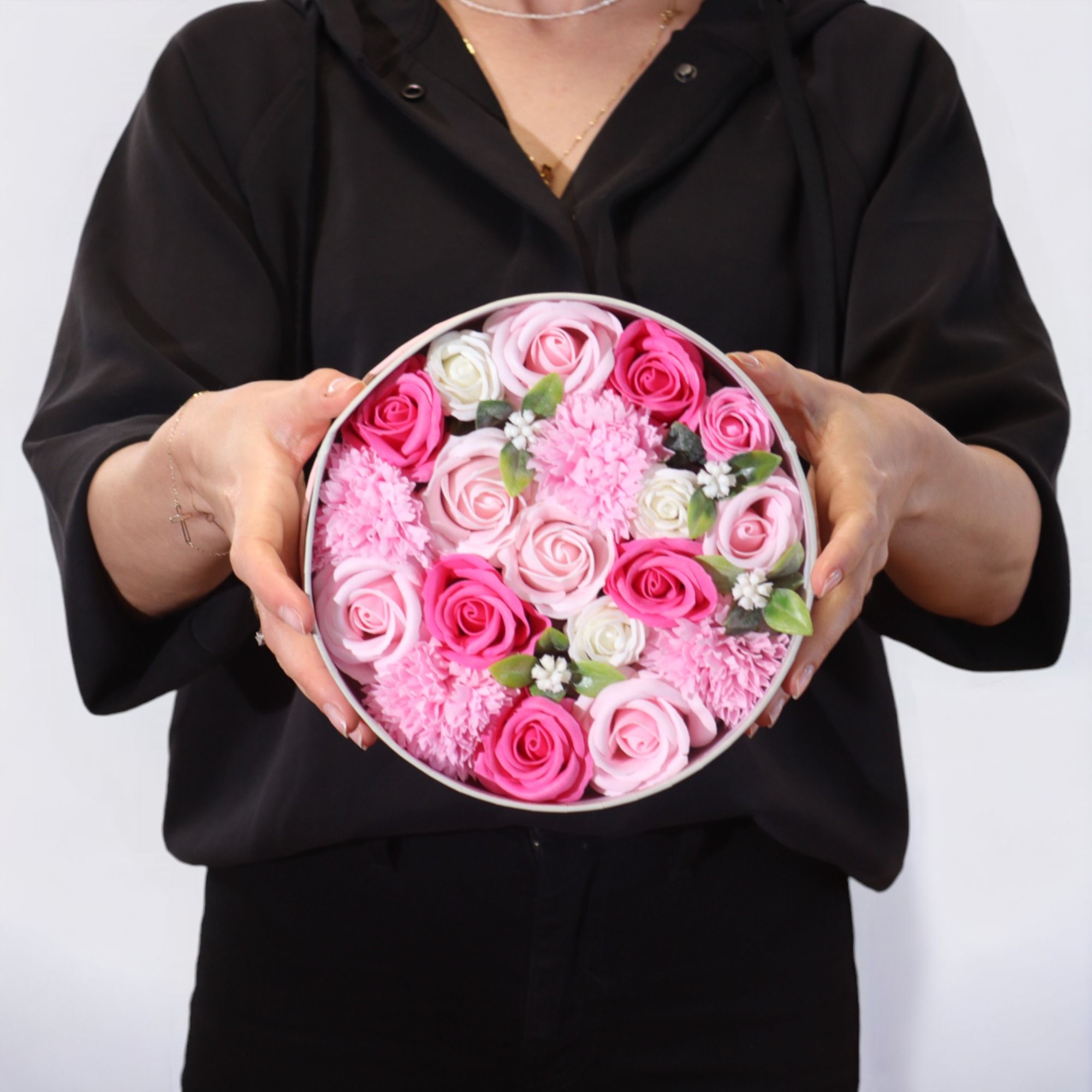 Flores de Jabón Celebraciones y Festejos -  Caja Redonda ( 6 modelos diferentes )
