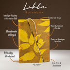 Lokta audaz floral bambú cuaderno con cierre – mediano (15x12 cm) – 45 hojas – marrón mostaza