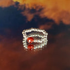 Conjunto de anillos de gema de ninfa - Luna de sangre