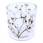 Portavelas recto de Vidrio floral natural - Margarita  - (8x8 cm)