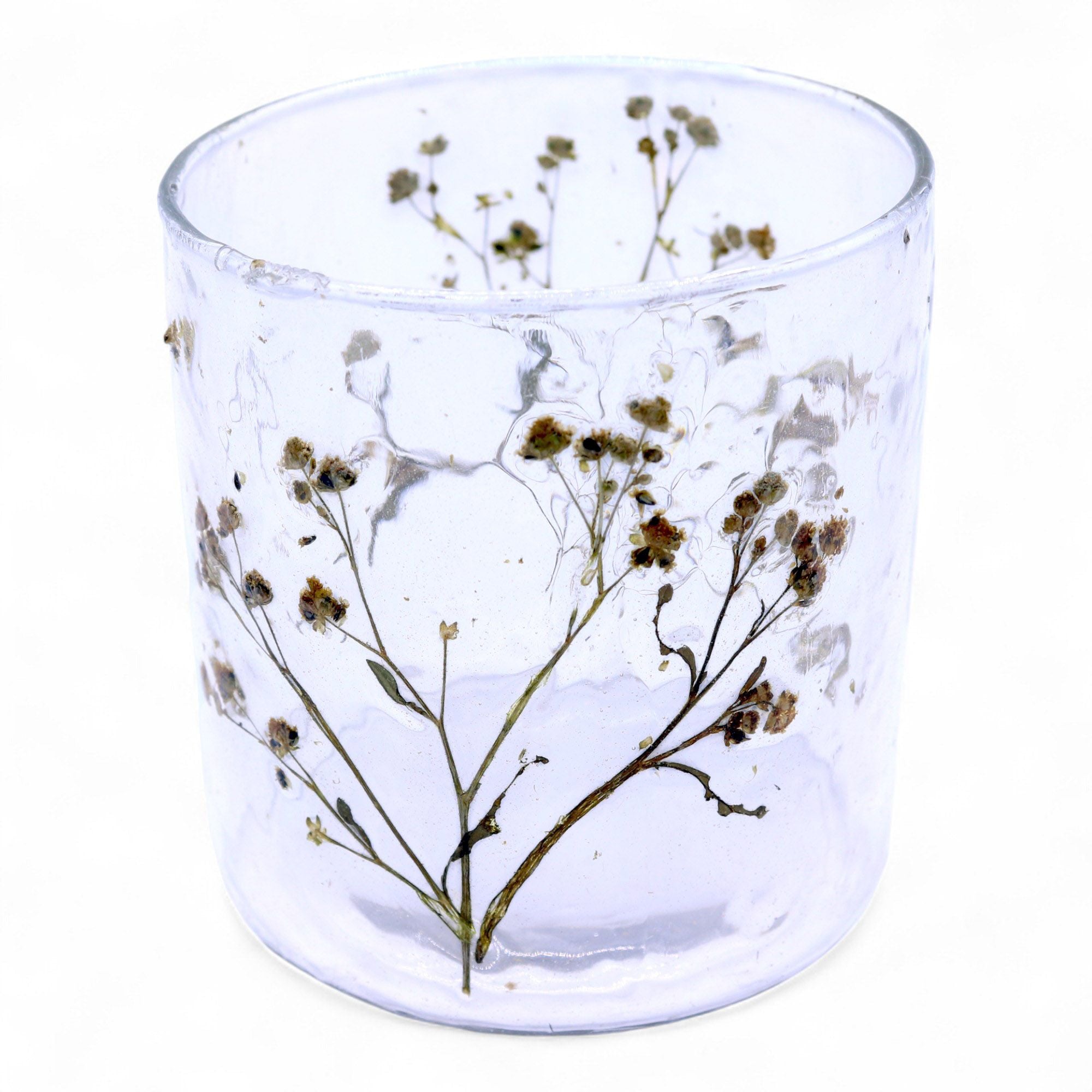 Portavelas de Cristal con Flores Prensadas – Decoración Natural ( 12 modelos diferentes )