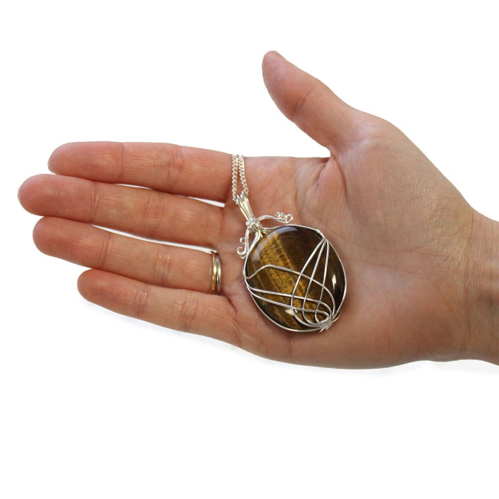 Collar de Gemas Envueltas en Cascada - Ojo de Tigre en bruto 4