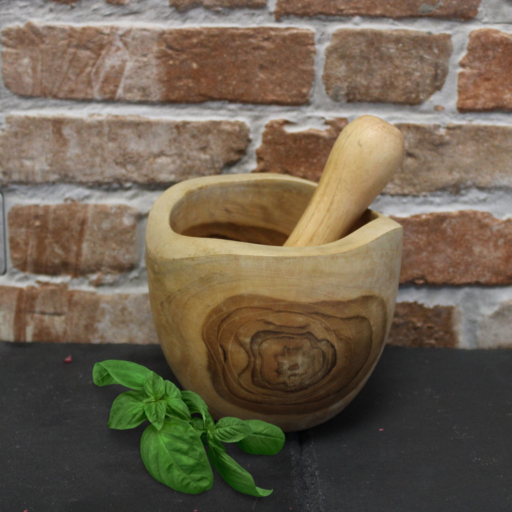 Mortero y Maja de Piedra Natural o Madera de Teca ( 6 modelos )