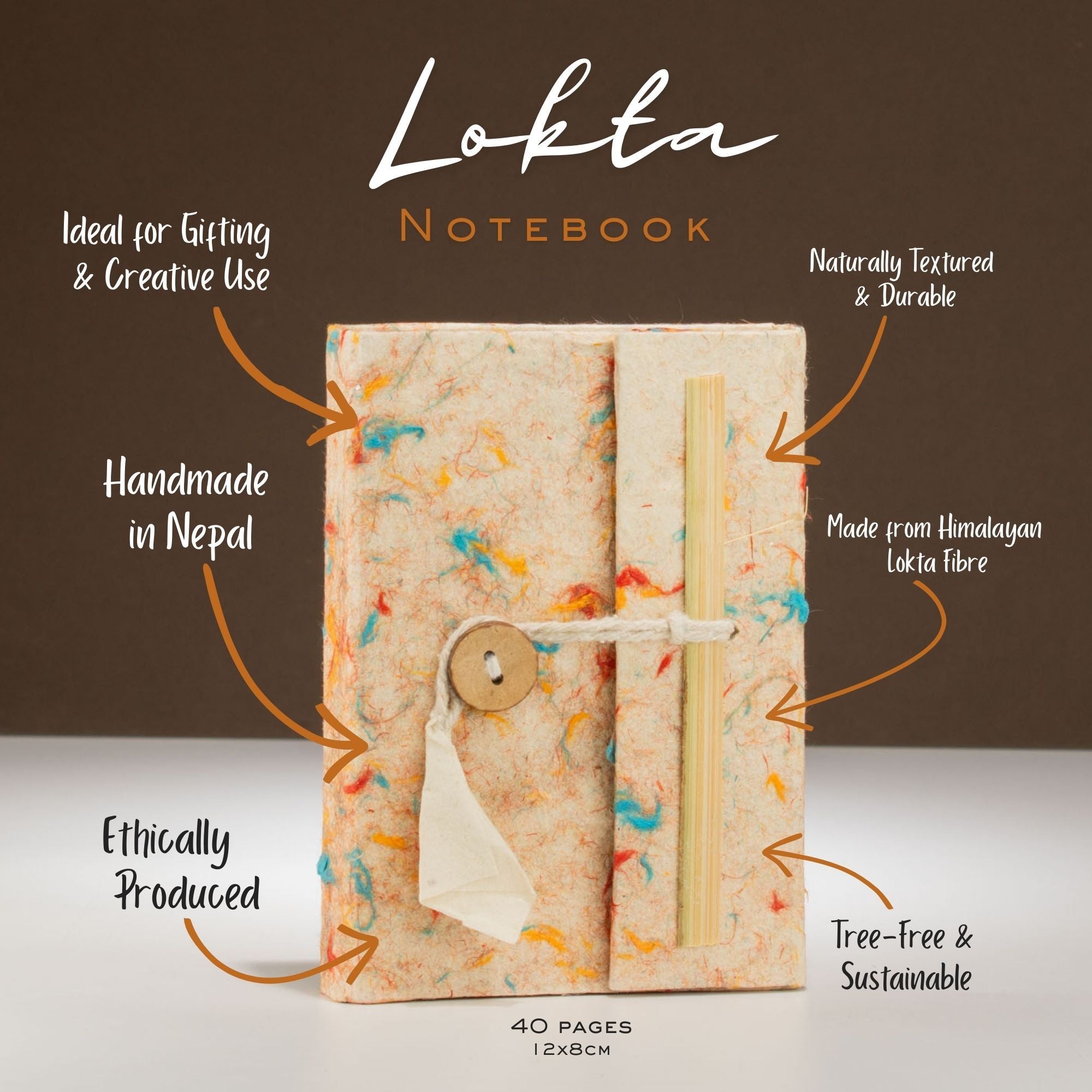 Mini Lokta Mixed Colour Cotton Notebook Lrg (12x8cm) 40 leafs
