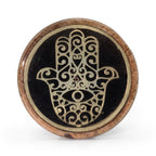 Oro y negro sobre madera de mango - Hamsa