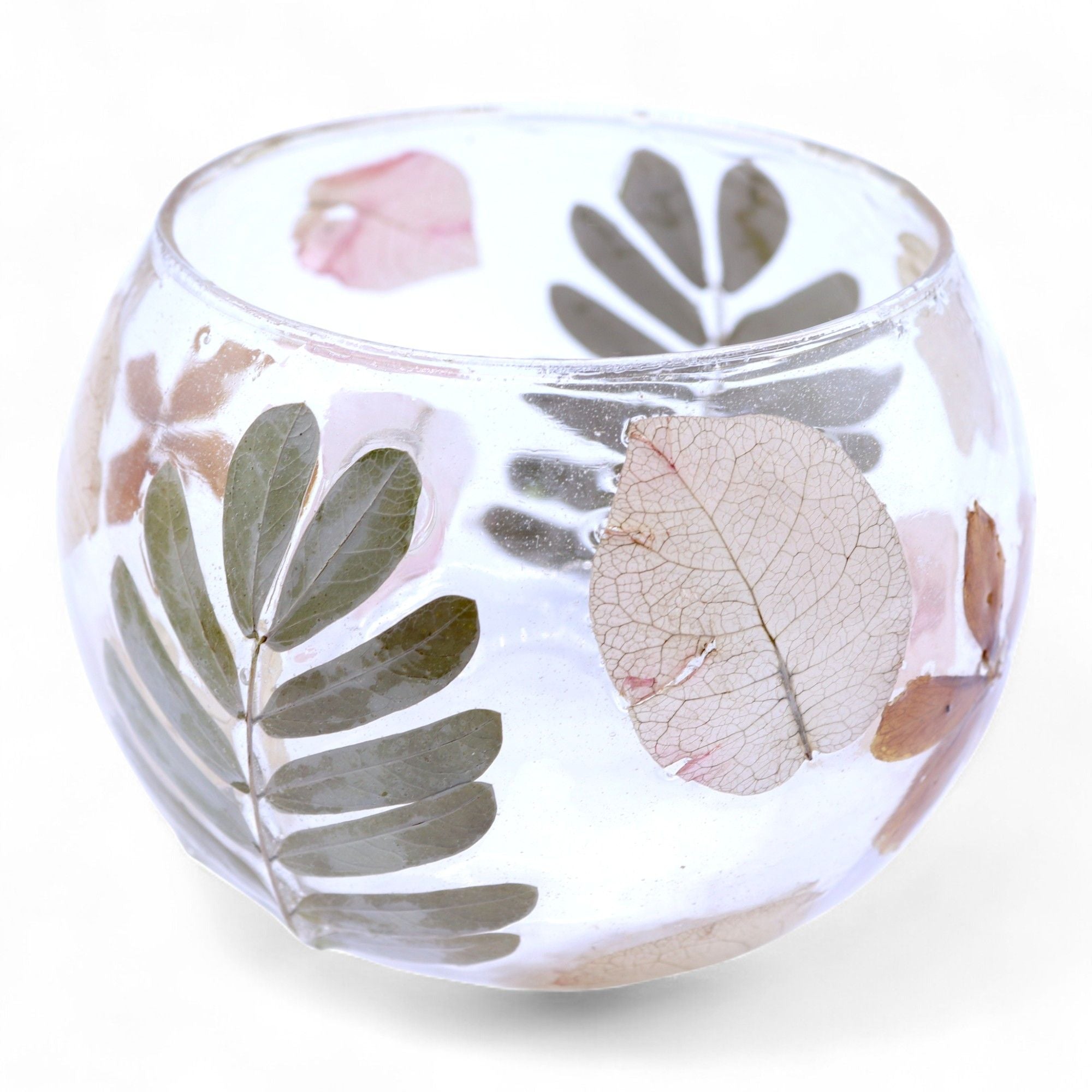Portavelas de Cristal con Flores Prensadas – Decoración Natural ( 12 modelos diferentes )