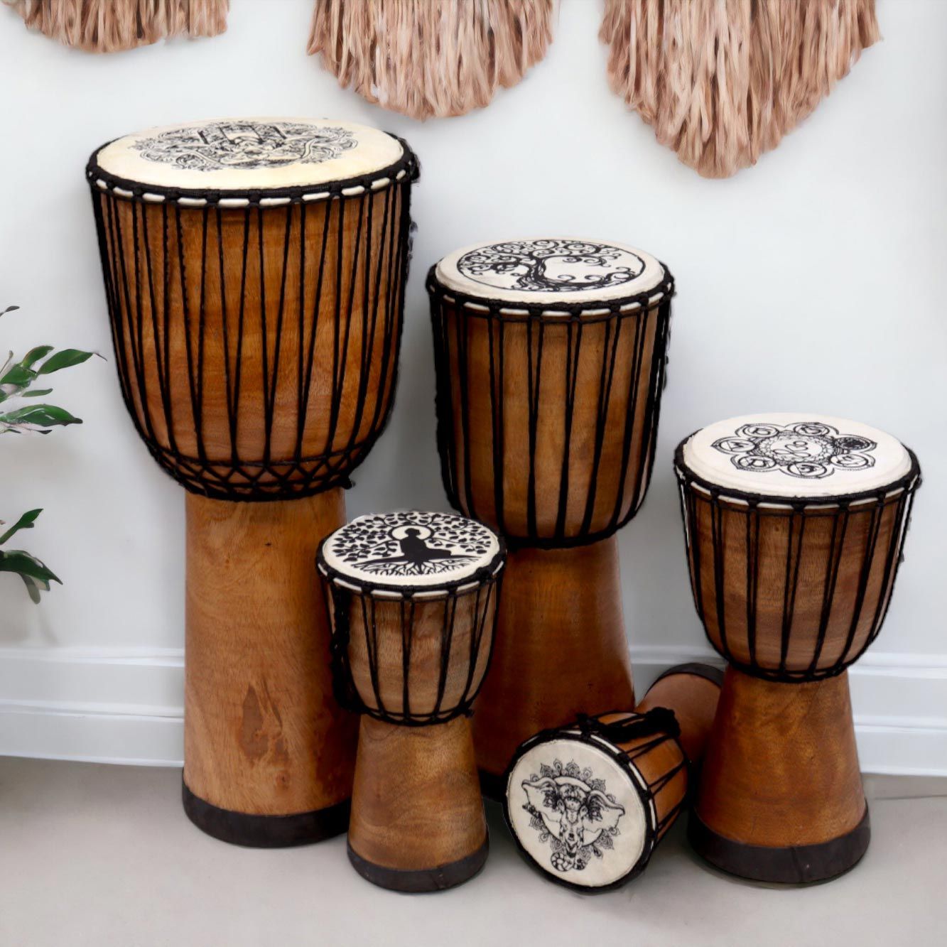 Tambor Djembe hecho a mano con tapa ancha - 40cm