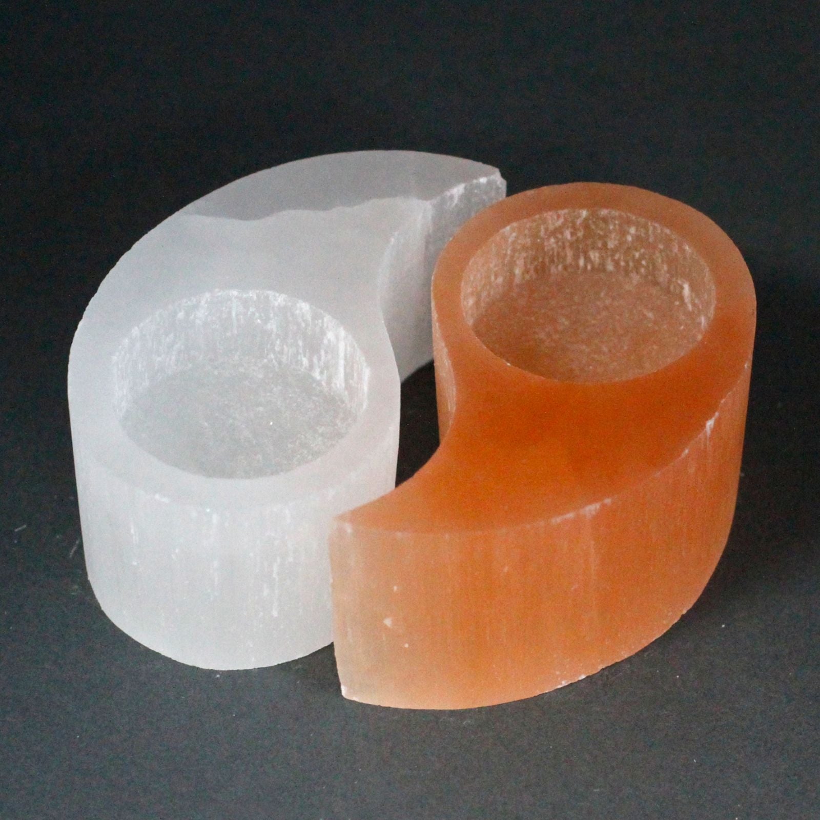 Candelero de Selenita Natural – Porta Velas de Energía y Luz ( 8 modelos diferentes )