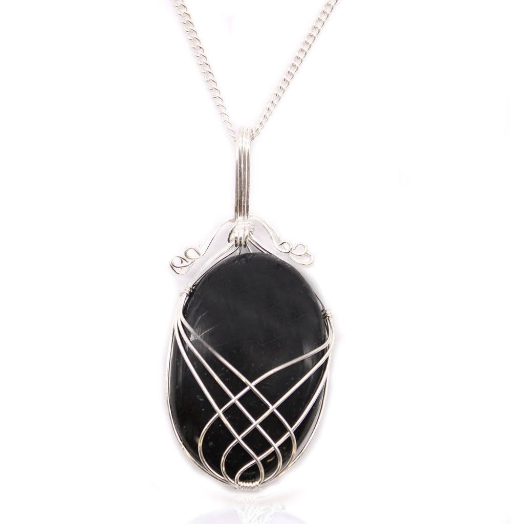 Collar de Piedras Preciosas Envueltas en Cascada - Ónix Negro en bruto 3