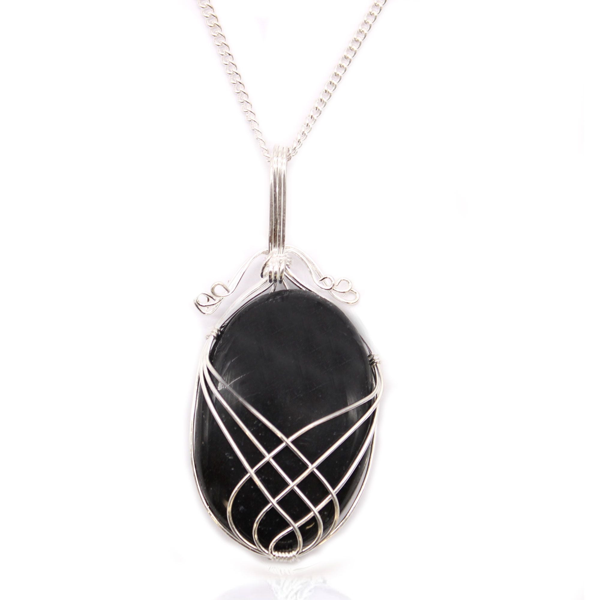 Collar de Piedras Preciosas Envueltas en Cascada - Ónix Negro en bruto 3