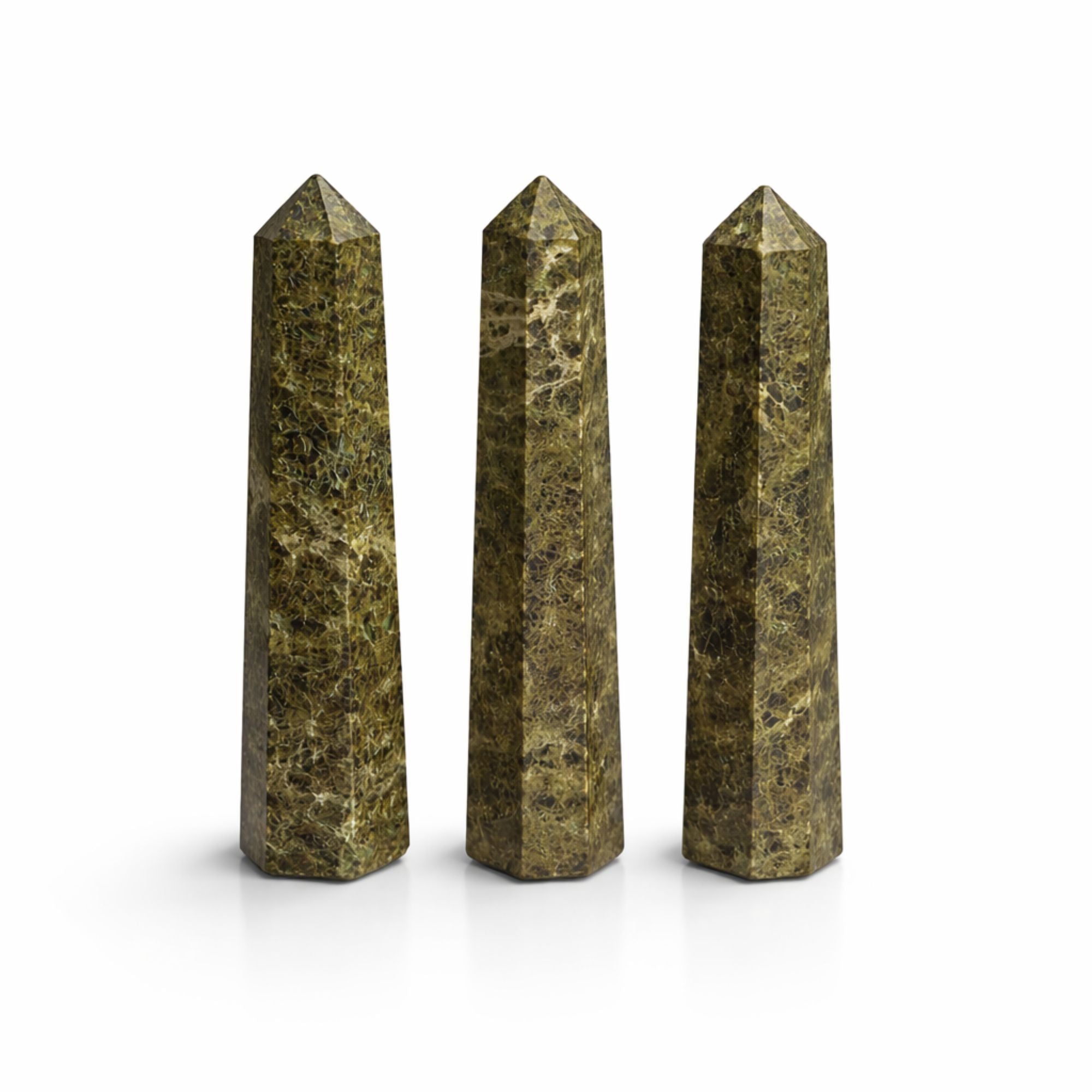 Punta Obelisco de Seis Caras de Piedra Preciosa ( 8 piedras diferentes )
