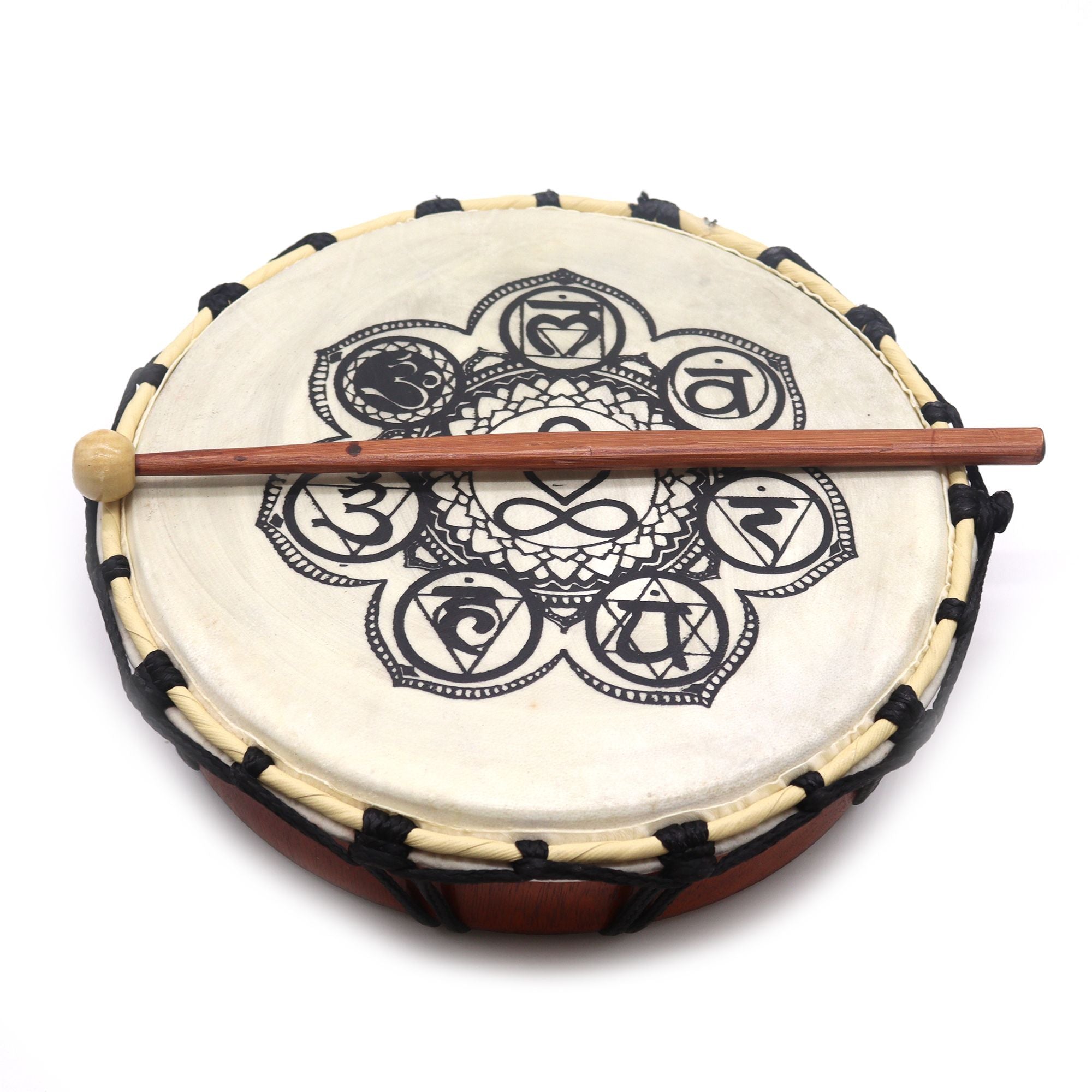 Tambor Chamanico Chakra con Baqueta - 25cm
