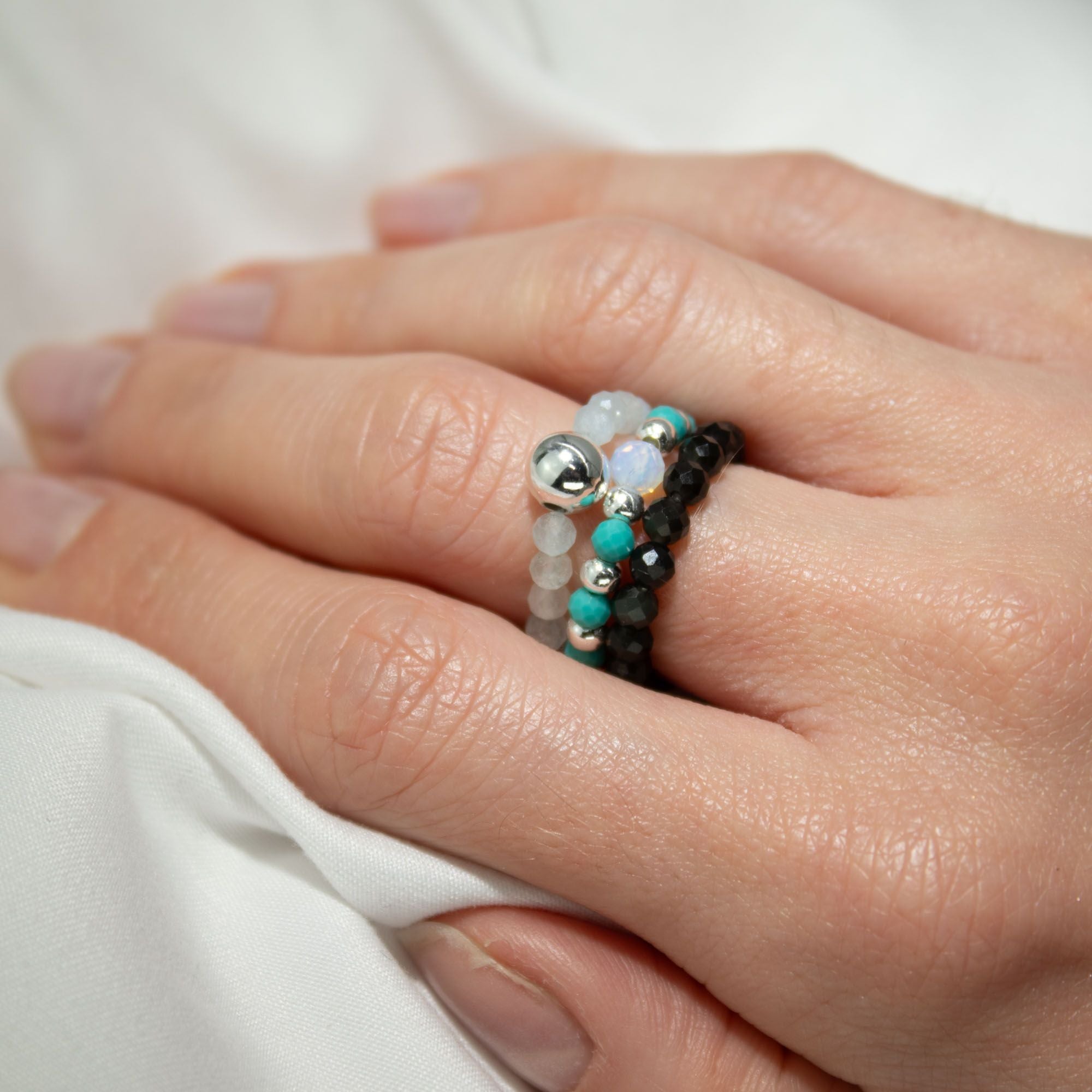 Conjunto de 3 Anillos con Gemas Ninfa ( 7 modelos )