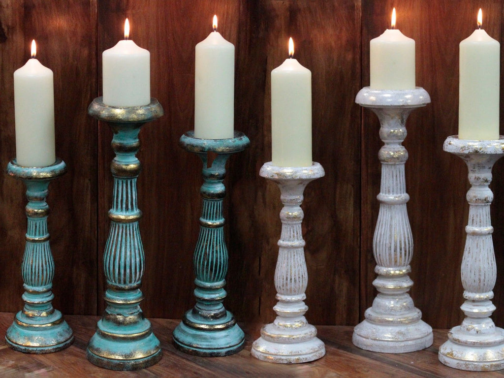 Soporte de vela grande - Turquois Gold
