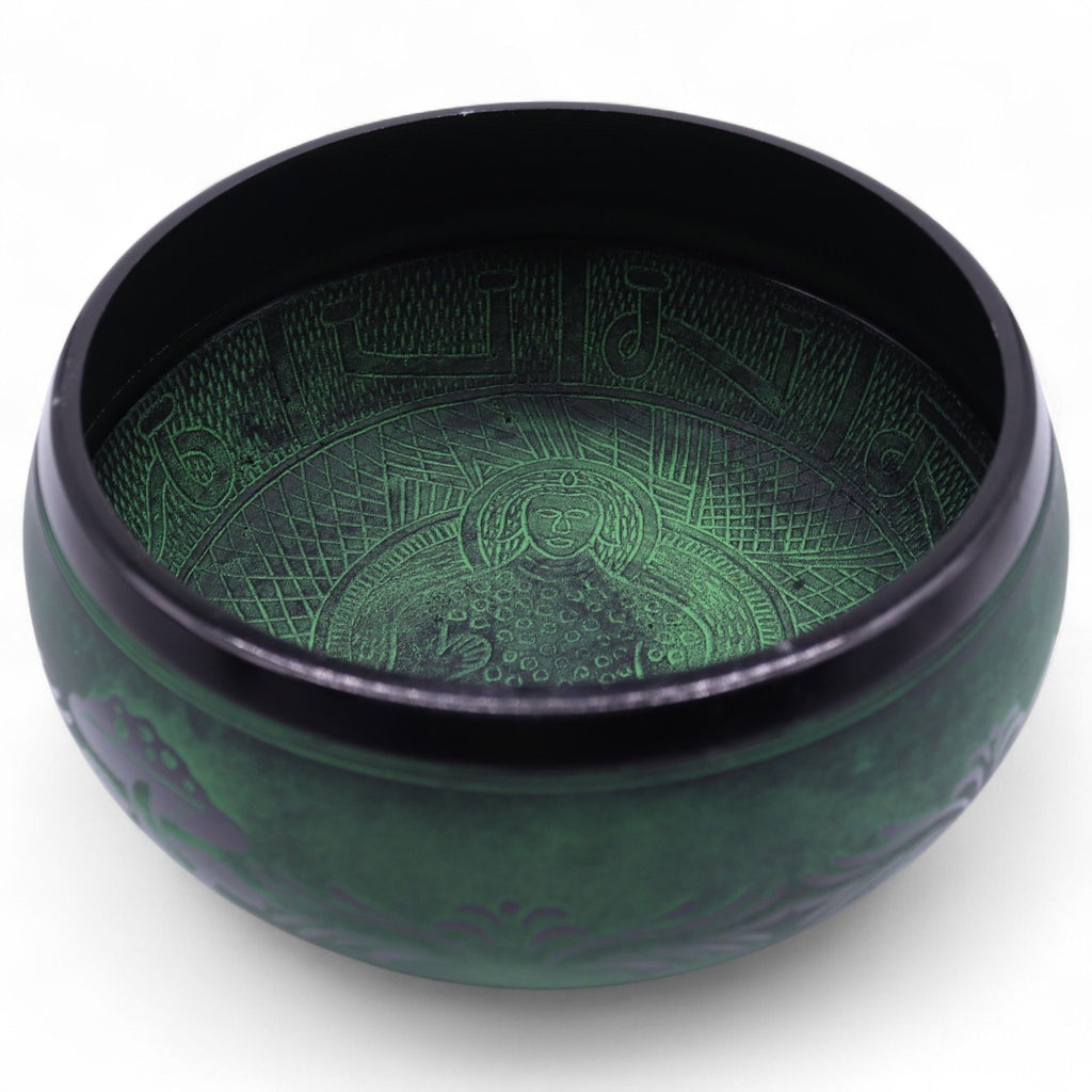 Cuenco tibetano de canto con forma de hongo - Verde musgo (23x10,5 cm, 1,3 kg)