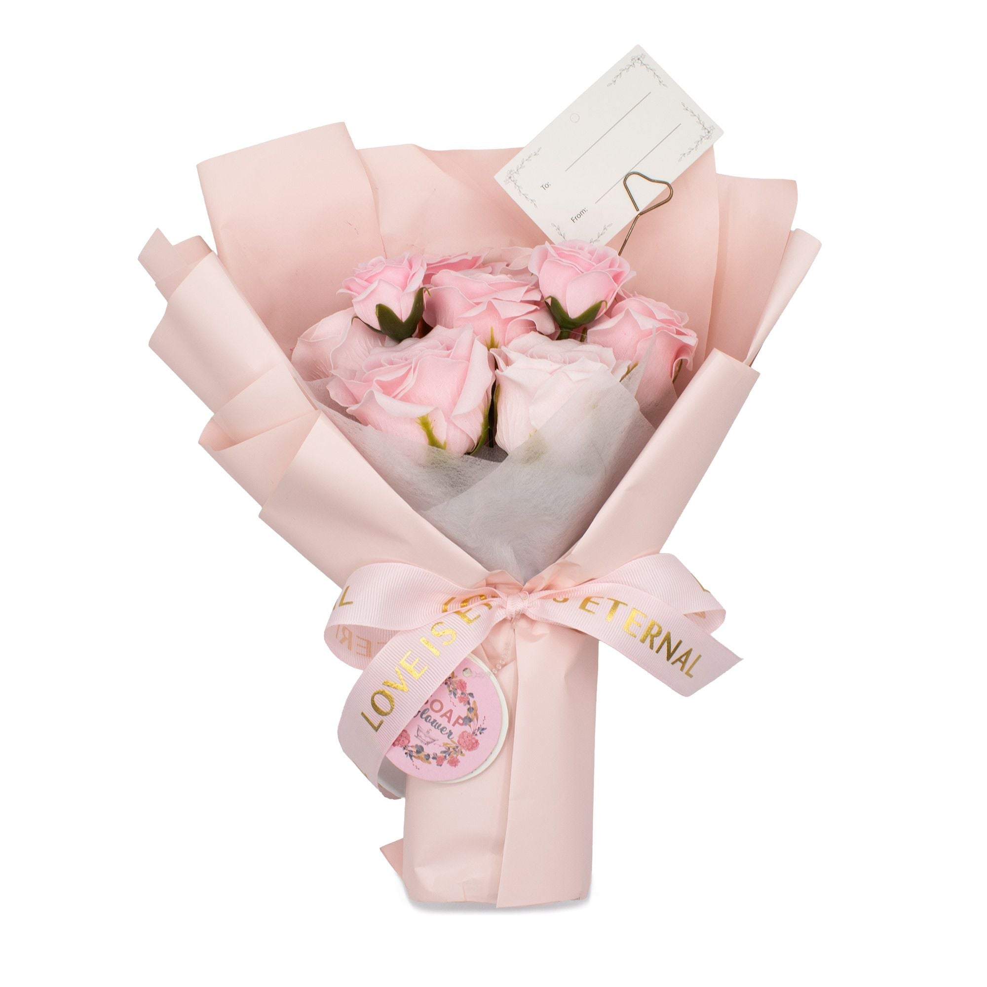 Ramo Grande de Flores de Jabón - El Amor es Eterno - Tarjeta de Regalo ( 3 modelos )
