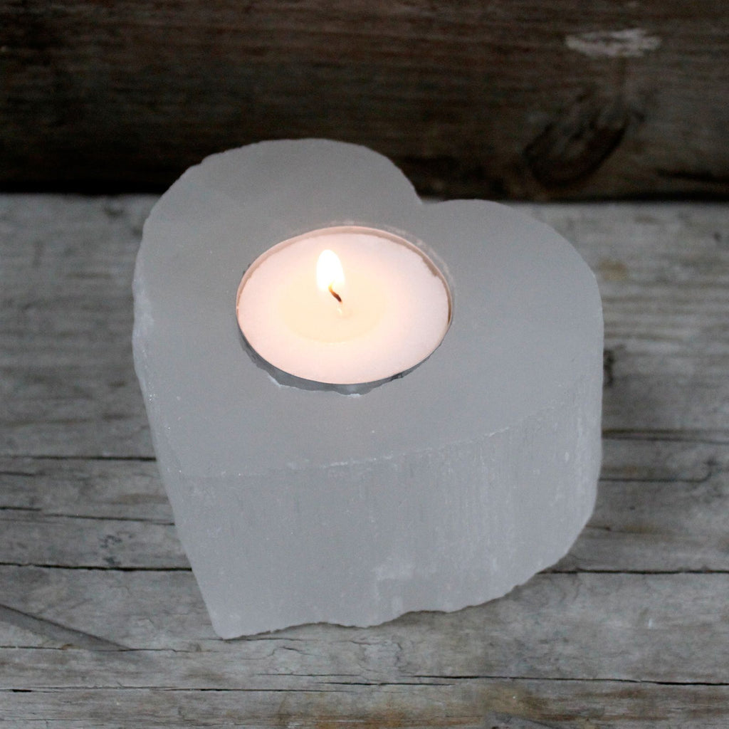 Candelero Selenite corazón