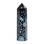 Puntas de Obsidiana Negra (aprox 60-70 gm 9cm) - Historia Mística - Azul Cielo