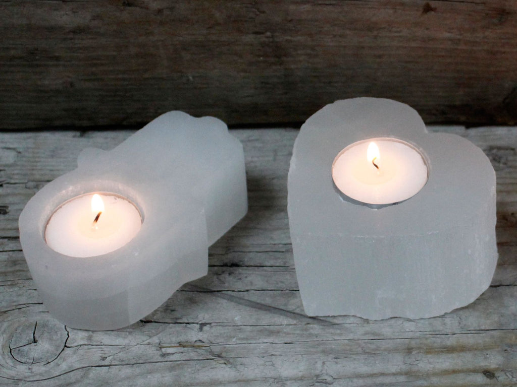 Candelero Selenite corazón