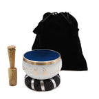 Juego de Cuenco Tibetano - Movimientos de Yoga - Blanco/Azul 10,7 cm