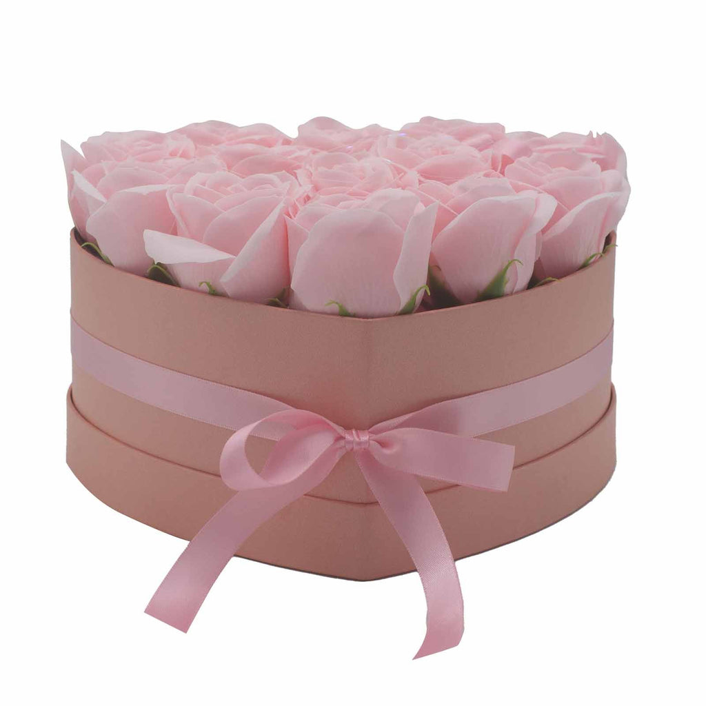 Caja de Regalo - Flor de Jabón  13 Rosas Rosas - corazon